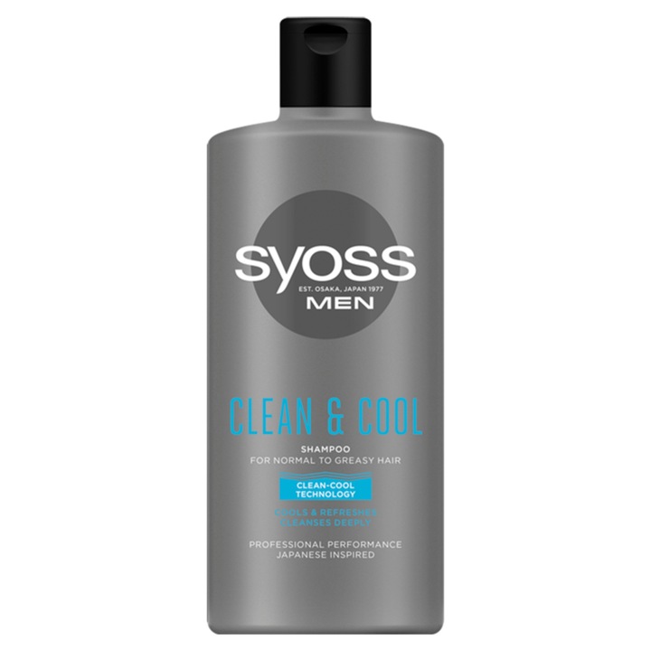 Шампоан Syoss Men Clean & Cool, За нормална към мазна коса, 440 мл