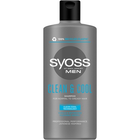 Sampon Syoss Men Clean & Cool pentru par normal spre gras, 440 ml