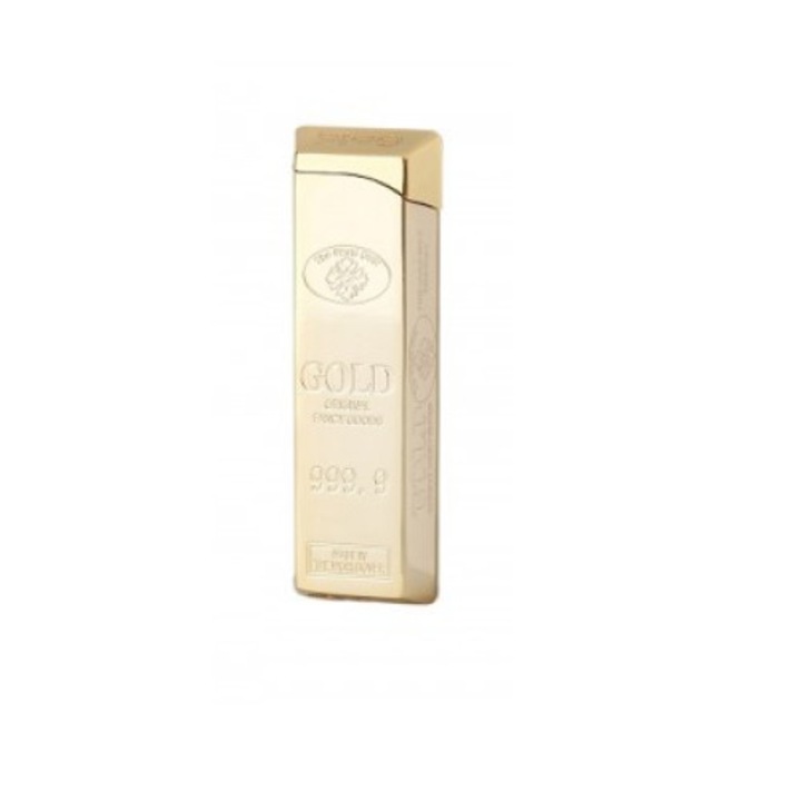 Bricheta Eurojet Gold-Bar, flacara normala, reincarcabila cu reglaj gaz, exterior metal
