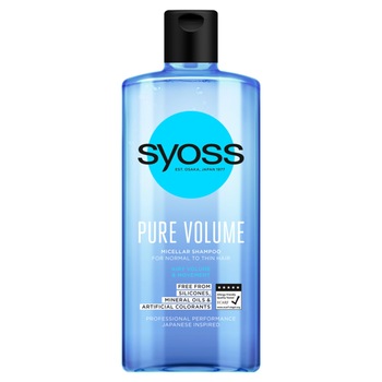 Sampon micelar Syoss Pure Volume, pentru par subtire, 440 ml Sampon micelar Syoss Pure Volume, pentru par subtire, 440 ml