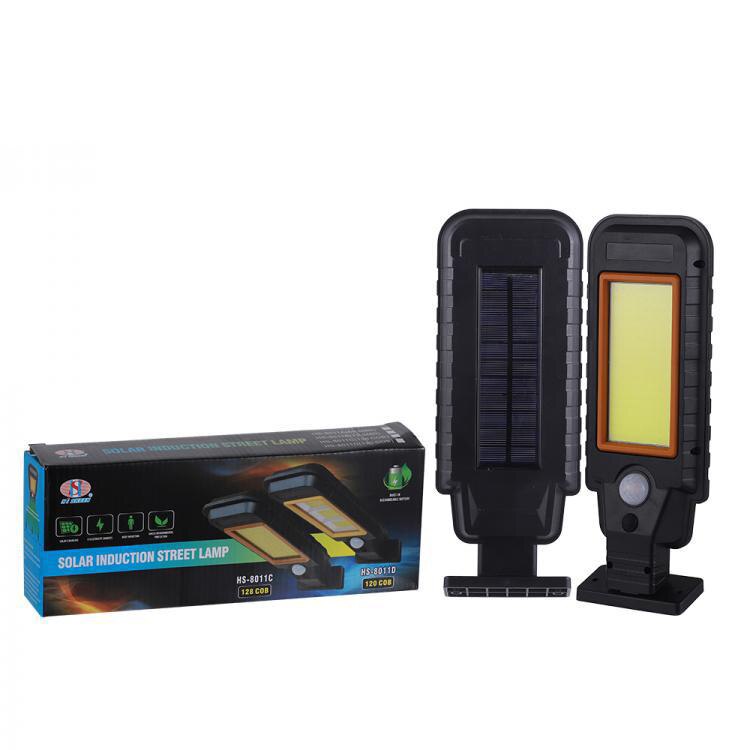 Lampa solara HS-8011D, senzor de miscare, rezistenta la apa, Negru/Portocaliu