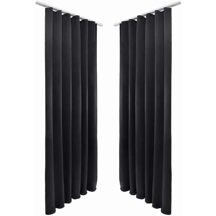 Beautissu Blackout zsinóros függöny 140 x 245 cm, 2 db szett Fekete