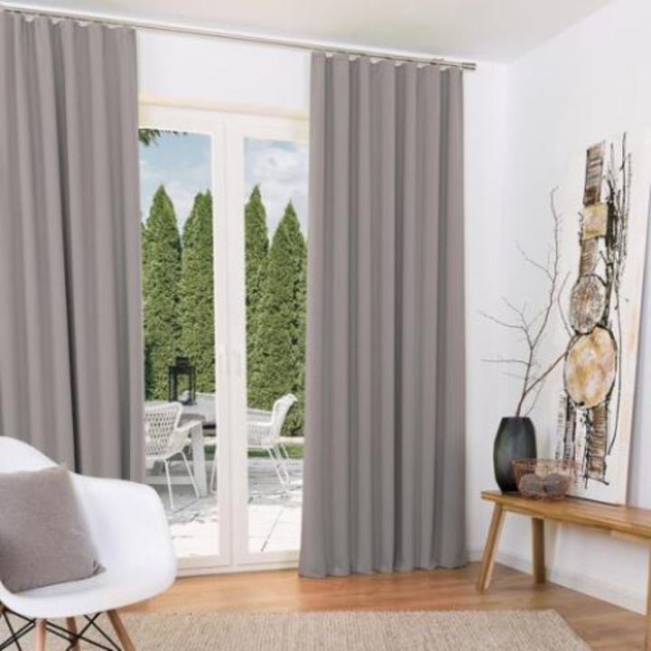 Beautissu Blackout zsinóros függöny 140 x 245 cm, 2 db szett Szürke