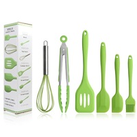 set 6 ustensile spatule profesionale din silicon termorezistent pentru gatit in bucatarie - tel cleste spatule si pensula - verde original deals imagen 34_0_
0