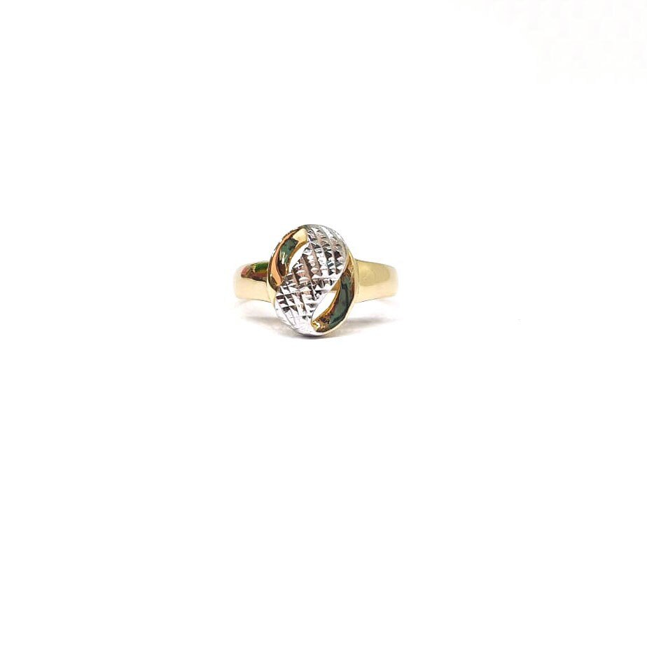 Inel aur galben si alb, 14k, Parasteh Jewellery, forma ovala