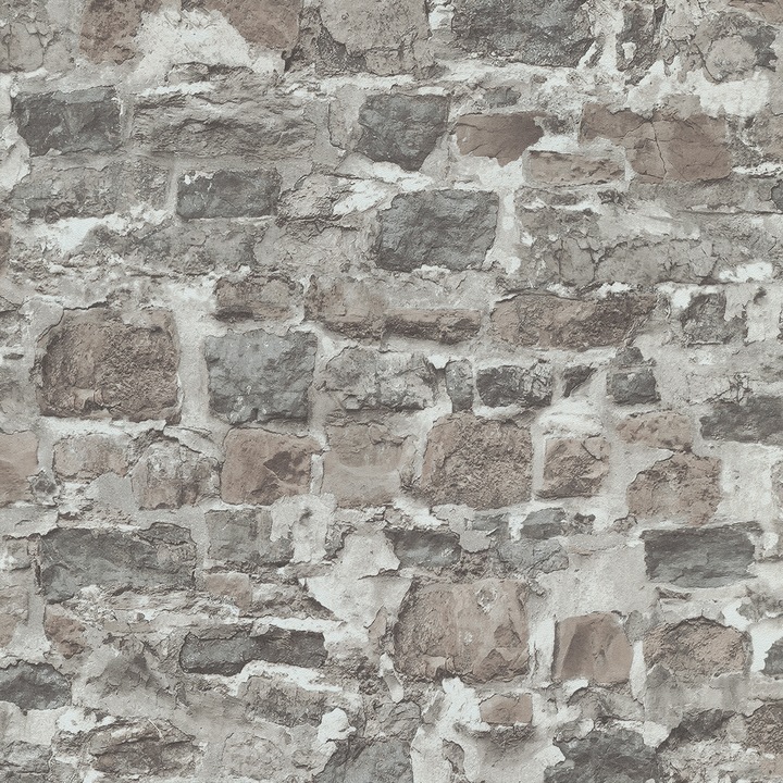 Ifjúsági tapéta utánzat kőfal mosható Instawalls II 10092-02 méret 0,53cm x 10m szürke