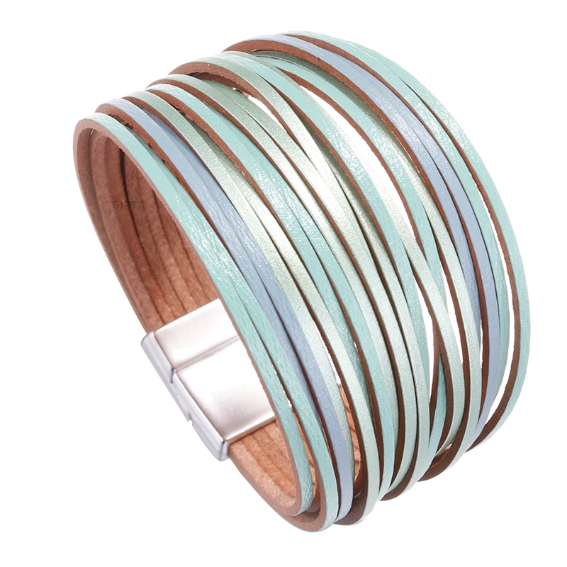 Bratara din piele multi-strap Giftx Azur