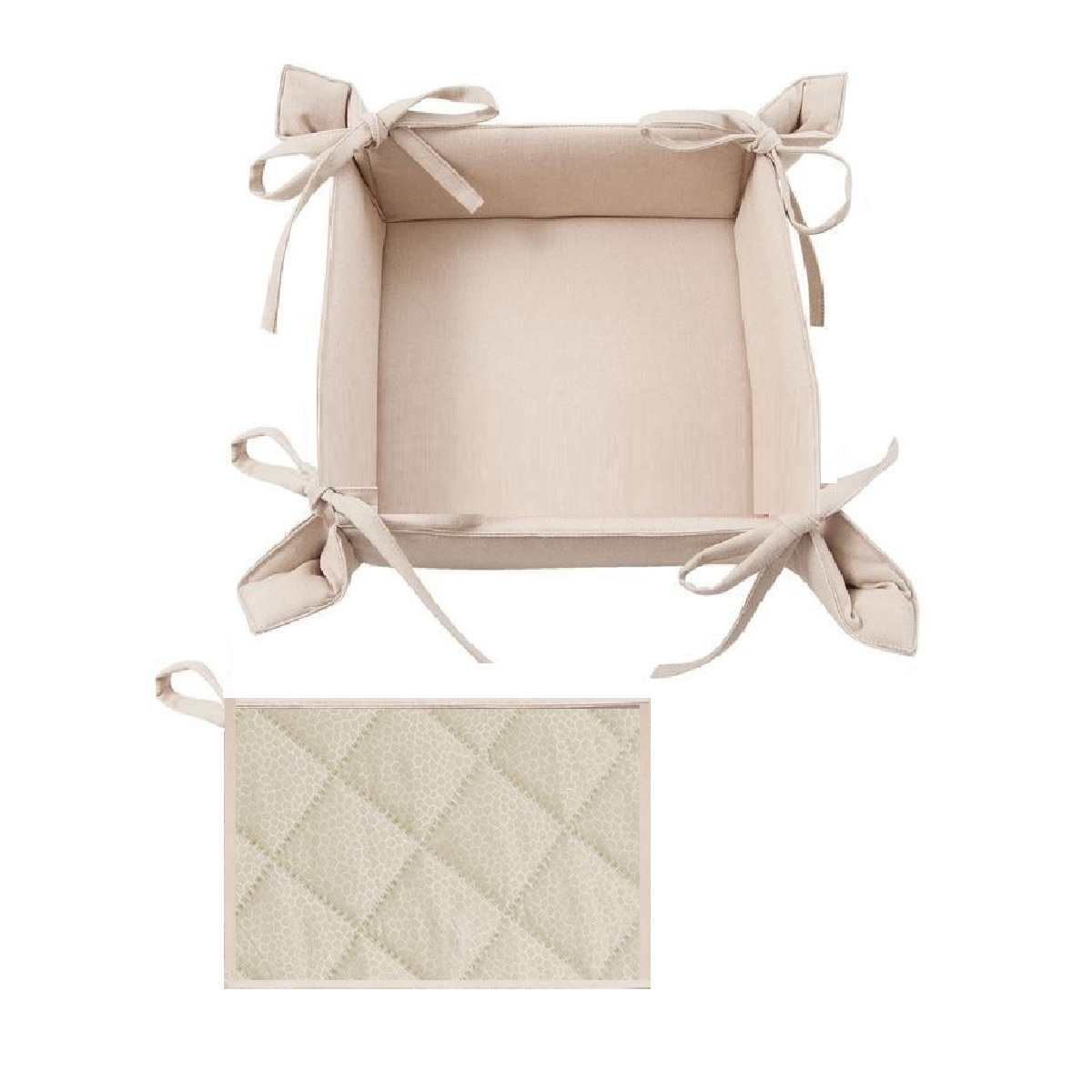 Set Cos servire paine textil + Suport textil oala Blakeslee Us Polo, 100 % Bumbac, Crem