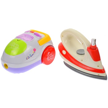 Set aspirator si fier de calcat, pentru copii, roz, Happy Family - LS8237K Set aspirator si fier de calcat, pentru copii, roz, Happy Family - LS8237K