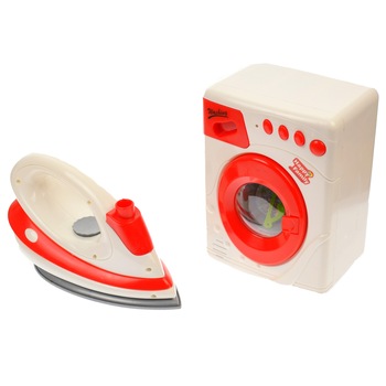 Set de jucarie cu fier de calcat si masina de spalat, pentru copii, roz, Happy Family - LS8233K Set de jucarie cu fier de calcat si masina de spalat, pentru copii, roz, Happy Family - LS8233K