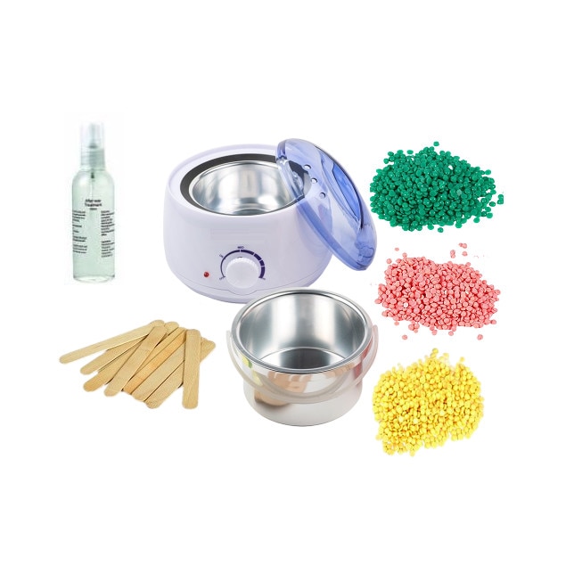 Set Epilare cu 1000g Ceara Granule Refolosibila, ulei si 50 spatule lemn