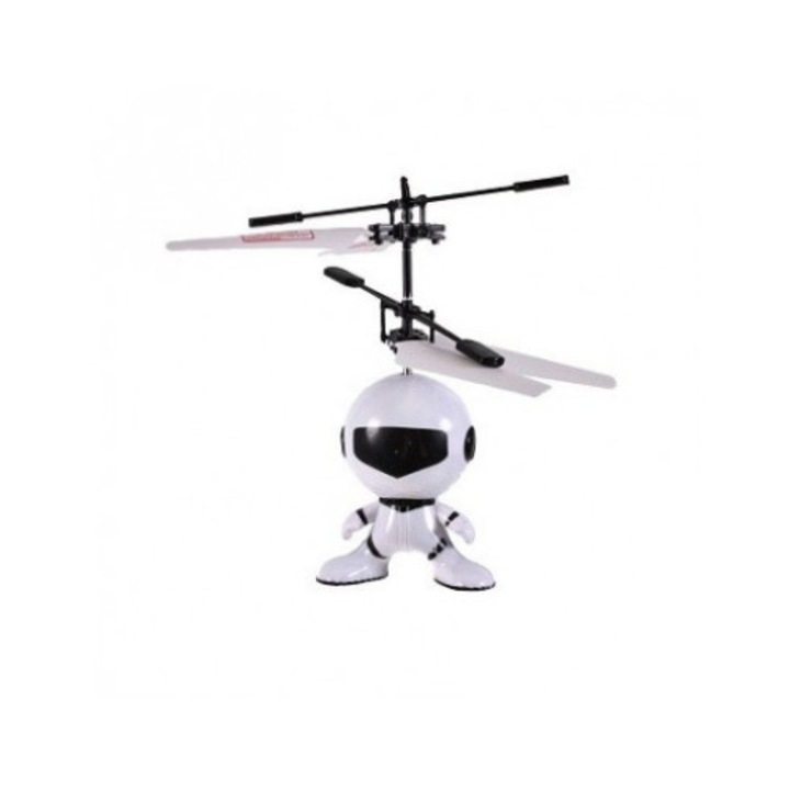 Jucarie interactiva robotel care zboara, reincarcabil cu USB, alb