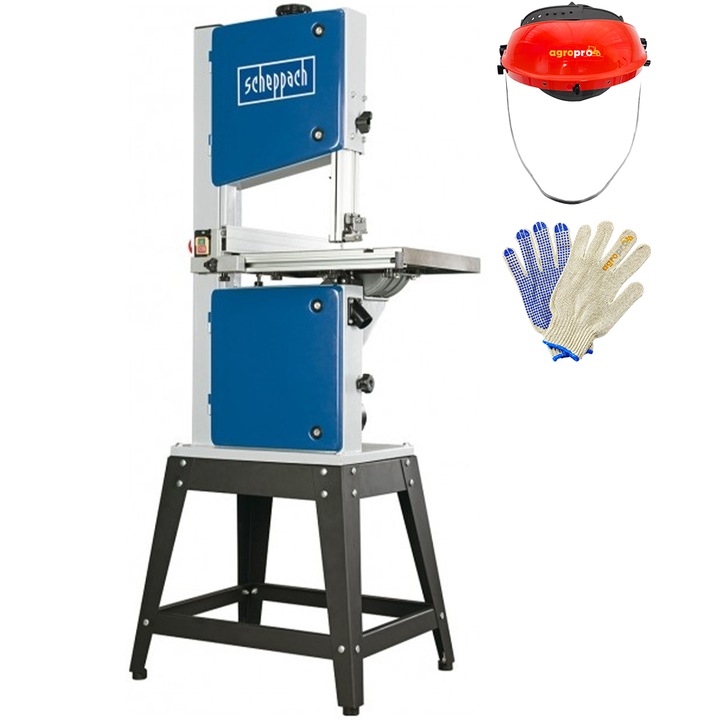 Set fierastrau banda Scheppach HBS 400, putere 750 W, viziera, manusi protectie AgroPro