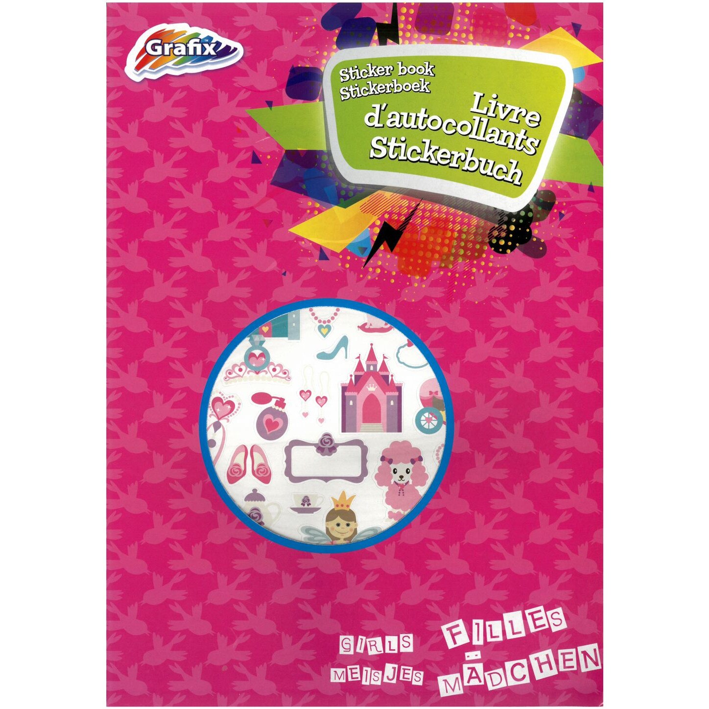 Caiet Grafix cu autocolante, A4, roz