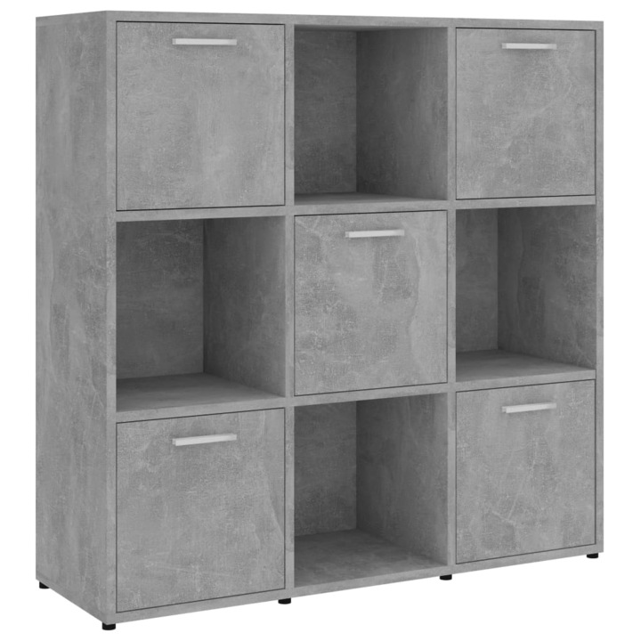 Шкаф библиотека vidaXL, бетонно сив, ПДЧ, 90х30х90 см