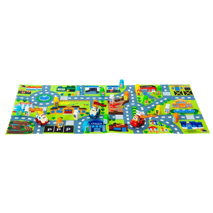 Molto játszószőnyeg 25 kiegészítővel és 3 kisautóval 75x124 cm