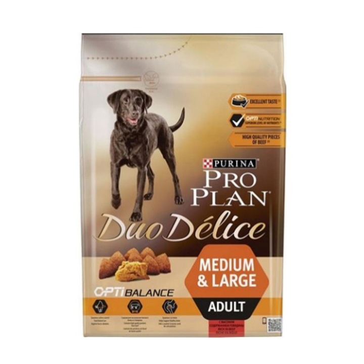 Суха храна за кучета Pro Plan Duo Delice Medium-Large Optibalance, С телешко месо, 10кг