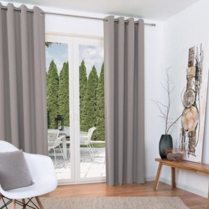 Beautissu Blackout ringlis függöny 140 x 245 cm, 2 db szett Szürke