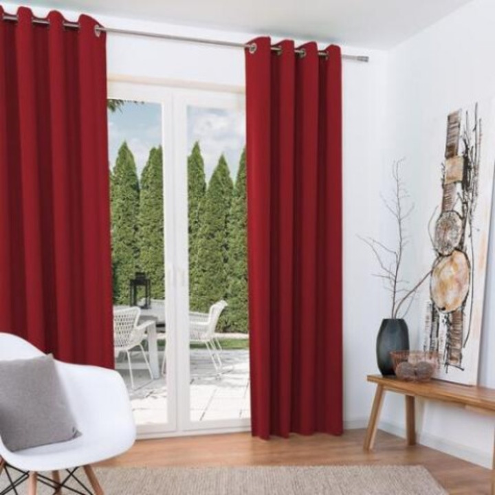 Beautissu Blackout ringlis függöny 140 x 245 cm, 2 db szett Piros