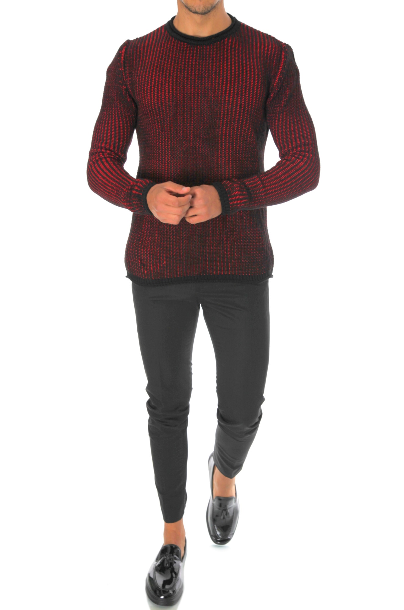 Pulover barbati, T3544, slim fit, grena, Grena