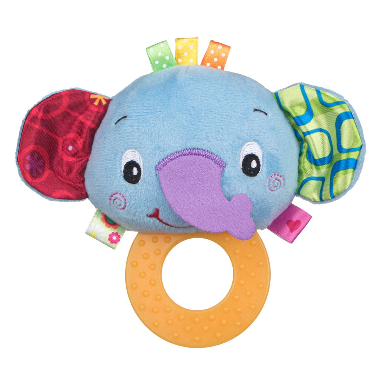 Jucarie zornaitoare din plus, Zola®, cu inel dentitie, elefant, 16 cm