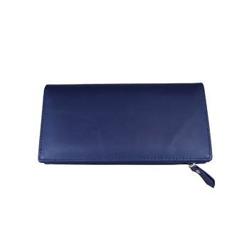 Portofel dama, din piele naturala, Hassion, Model B01 Blue Portofel dama, din piele naturala, Hassion, Model B01 Blue