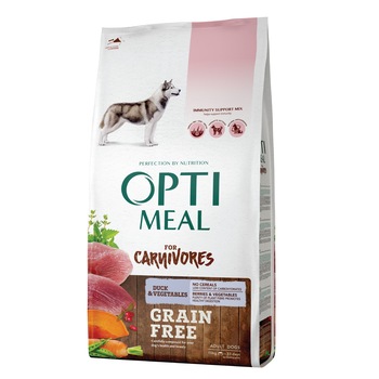 Hrana uscata GRAIN FREE caini, Optimeal Adult talie medie, Rata si legume, 10kg Hrana uscata GRAIN FREE caini, Optimeal Adult talie medie, Rata si legume, 10kg