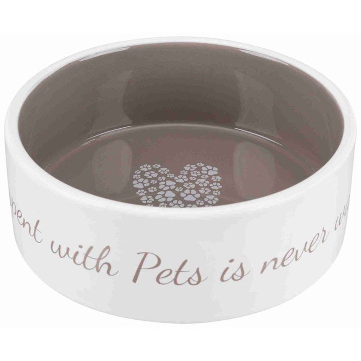Castron Trixie Pet's Home ceramica 0.8 l/ø 16 cm alb/taupe 25054