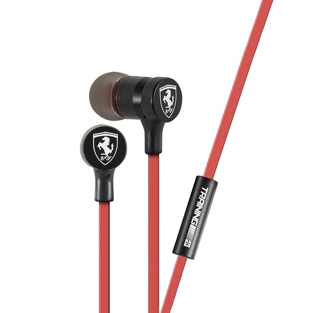 Casti audio Originale Ferrari Training, jack 3.5 mm cu microfon , Rosu Negru