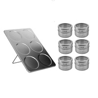 set 6 recipiente condimente cu suport metalic si magnet capac detasabil 6x4 cm din inox imagen 34_0_
0