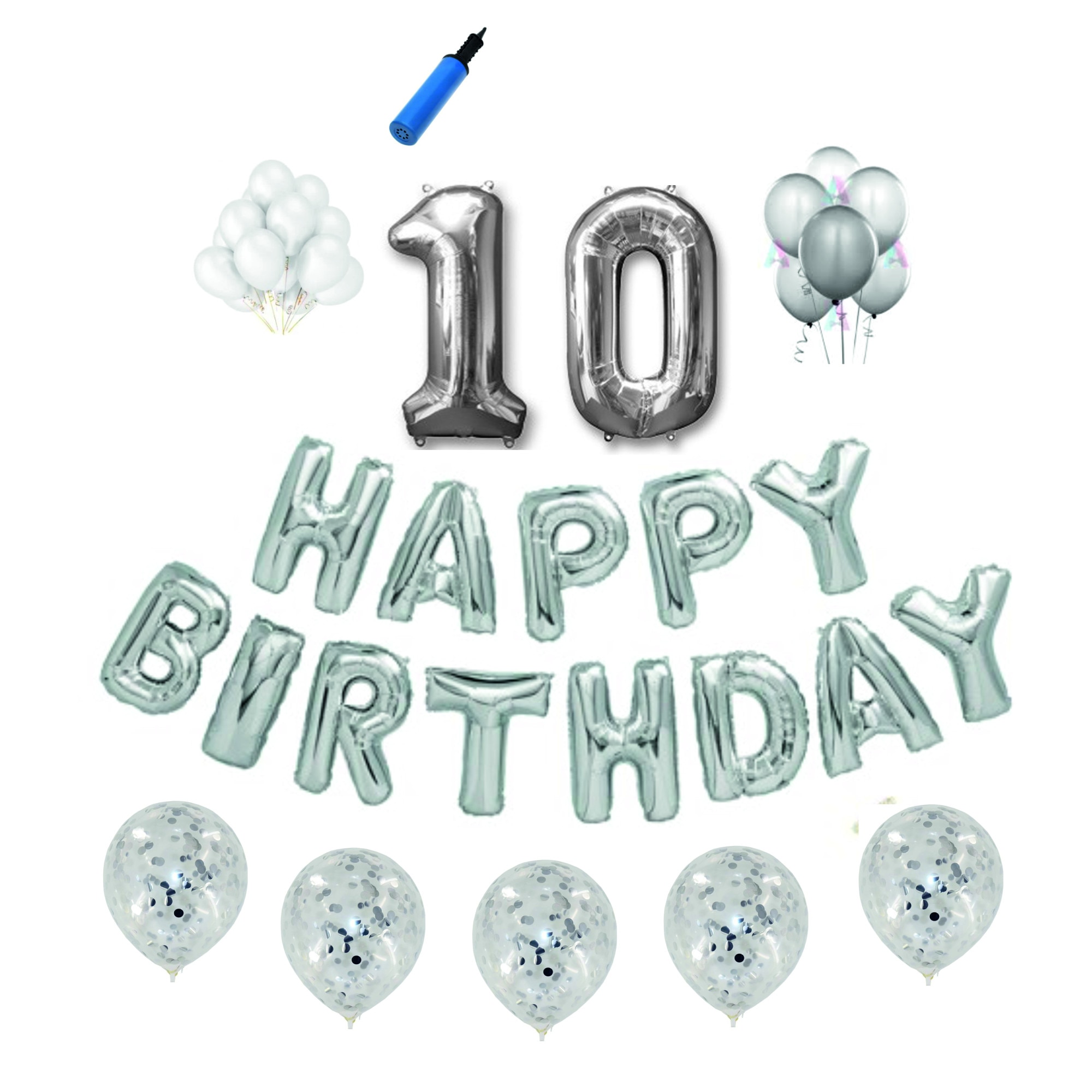 Set Argintiu , Happy Birthday , 10 ani