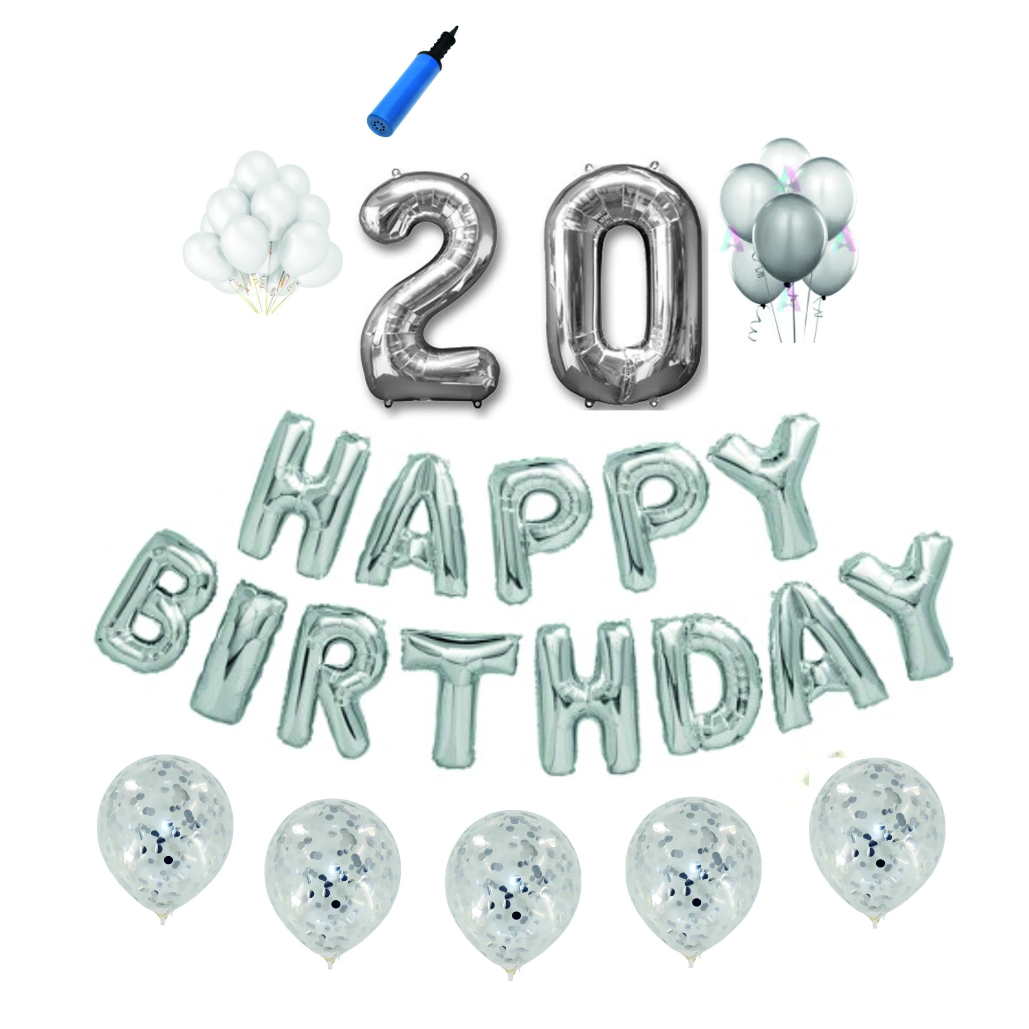 Set Argintiu , Happy Birthday , 20 ani