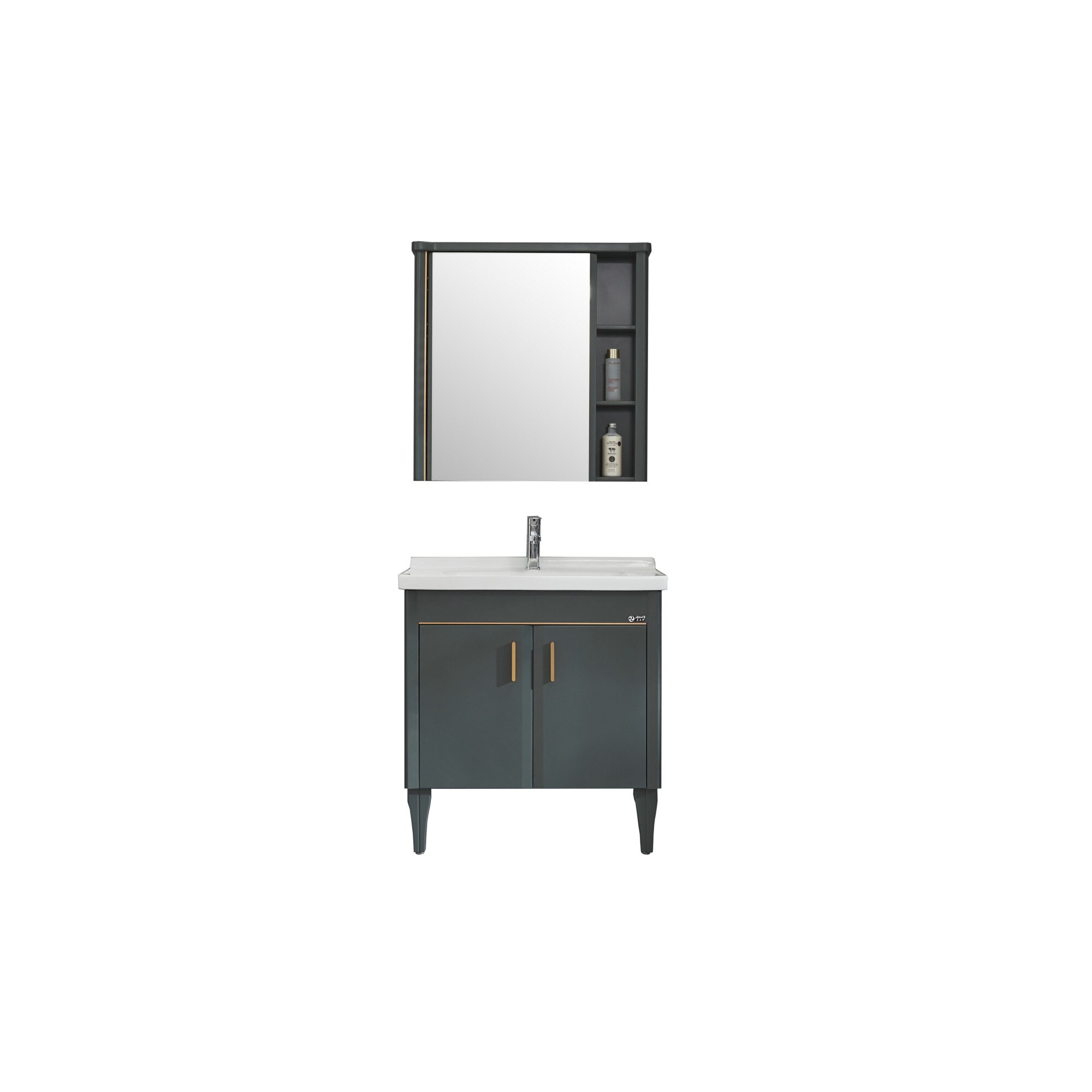 Set Mobilier Baie Smack,Lavoar Ceramic,Oglinda Cu Dulap Depozitare Sm 7391