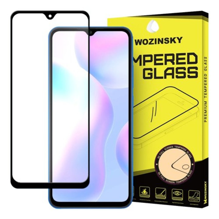 Стъклен протектор Wozinsky Full Glue Super Tough за Xiaomi Redmi 9A / Redmi 9C, Черен