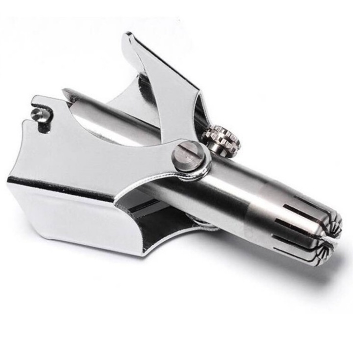 Mini dispozitiv manual de tuns par nas si urechi, comod, unisex, din otel inoxidabil, usor de folosit, pentru igiena si aspect ingrijit