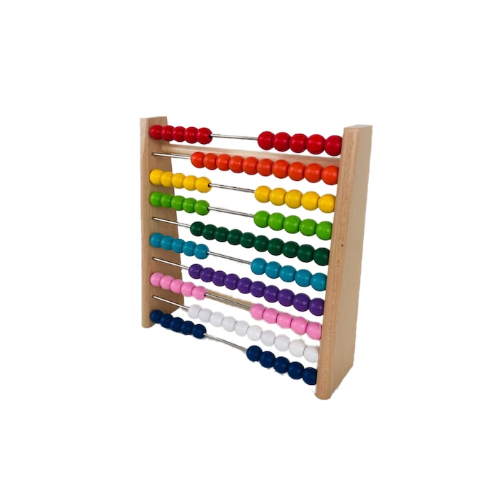 Numaratoare Abac cu bile colorate, din lemn, Unitoys