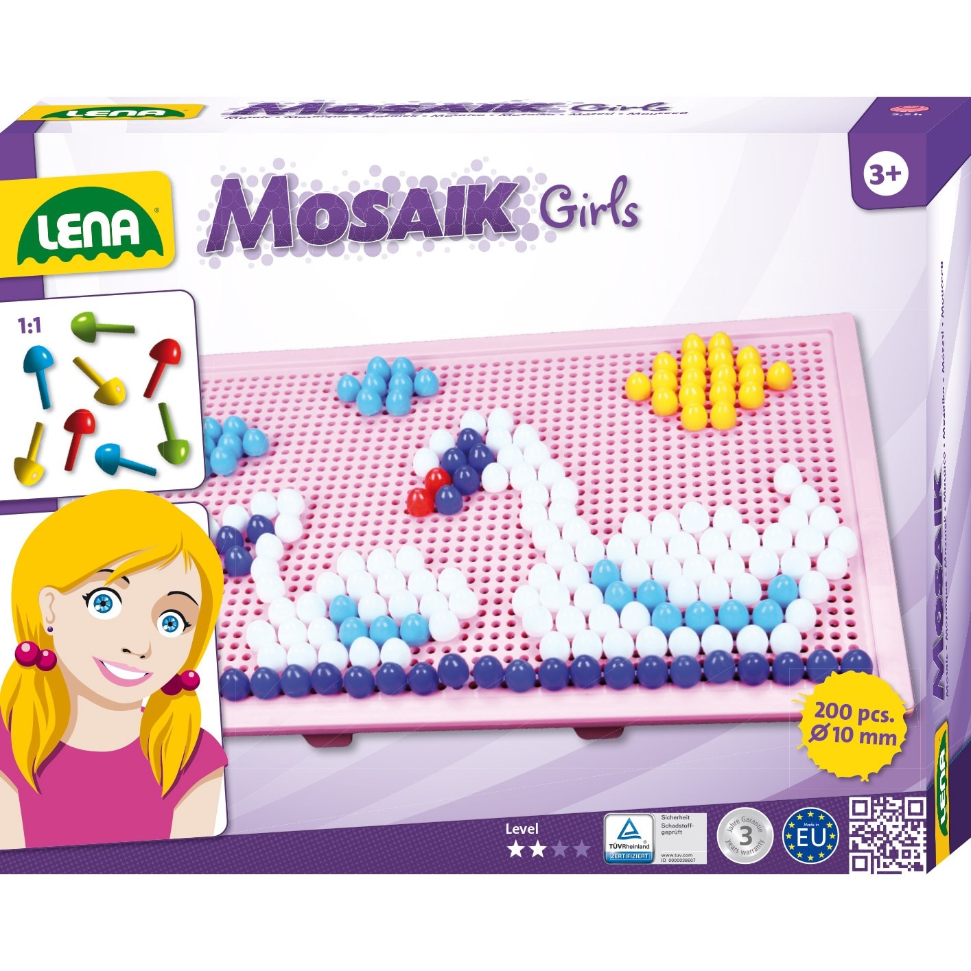 Set creatie si constructie Mozaic Lena 35611 Tablita Roz 200 piese