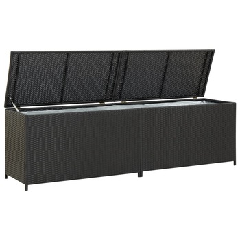 Lada depozitare de exterior, vidaXL, Poliratan, 200 x 50 x 60 cm, Negru Lada depozitare de exterior, vidaXL, Poliratan, 200 x 50 x 60 cm, Negru