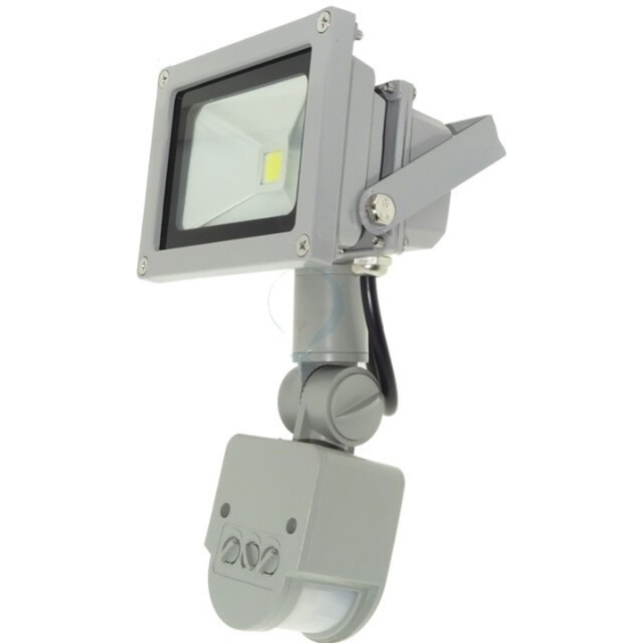 Външен проектор със сензор за движение KlaussTech, мощност 10 W, LED цвят 6000k, захранване 220V, бял