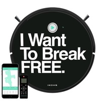 Robot de aspirare inteligent NETBOT s15, Ikohs, 5 functii, WiFi, 1500 Pa, 100 - 240V AC, 33 x 7.5 cm, Sticker imprimeu I want to break free