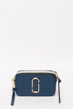 Marc Jacobs, Geanta crossbody de piele Snapshot, Albastru inchis/Auriu Marc Jacobs, Geanta crossbody de piele Snapshot, Albastru inchis/Auriu
