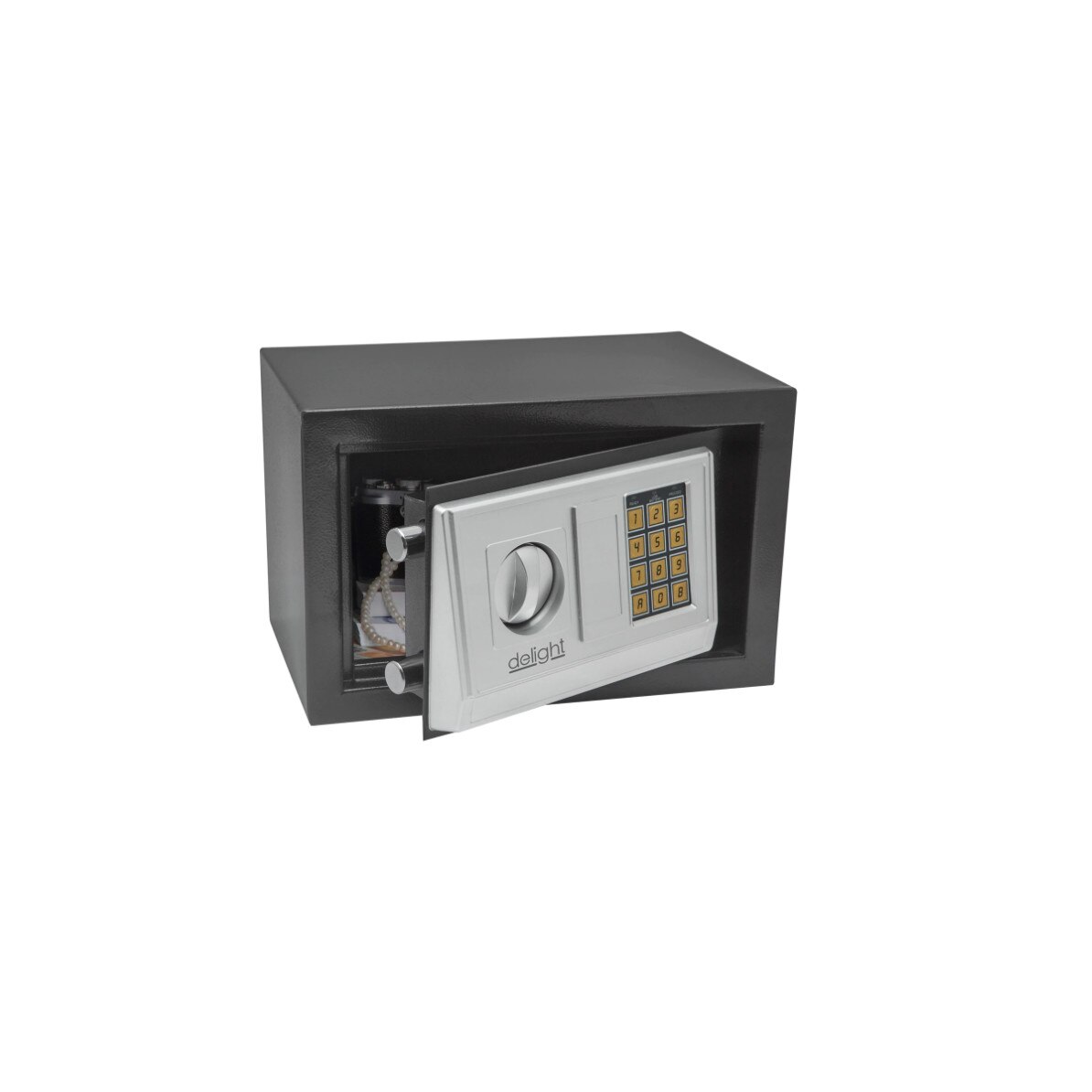 Seif mobila electronic, otel, 310 x 200 x 200 mm, negru - midi, Delight