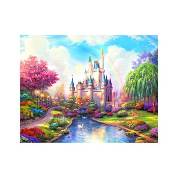 Set de creatie cu diamante AMTMBS 5D, Model castel, 34.8 x 24.8 cm, Multicolor Set de creatie cu diamante AMTMBS 5D, Model castel, 34.8 x 24.8 cm, Multicolor