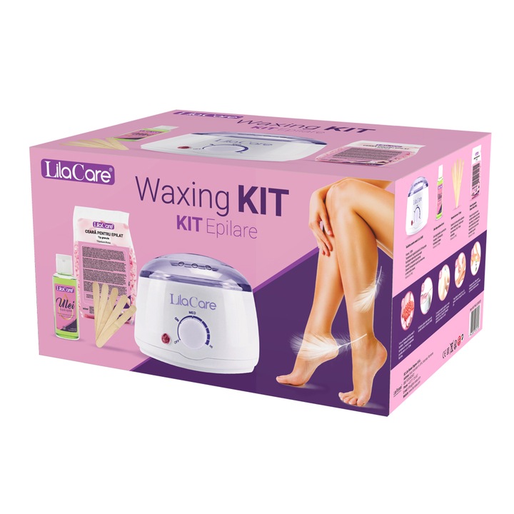 LilaCare Gyantázó szett: Gyantagyöngy, Levendula, 2 x 500 g + Gyantamelegítő