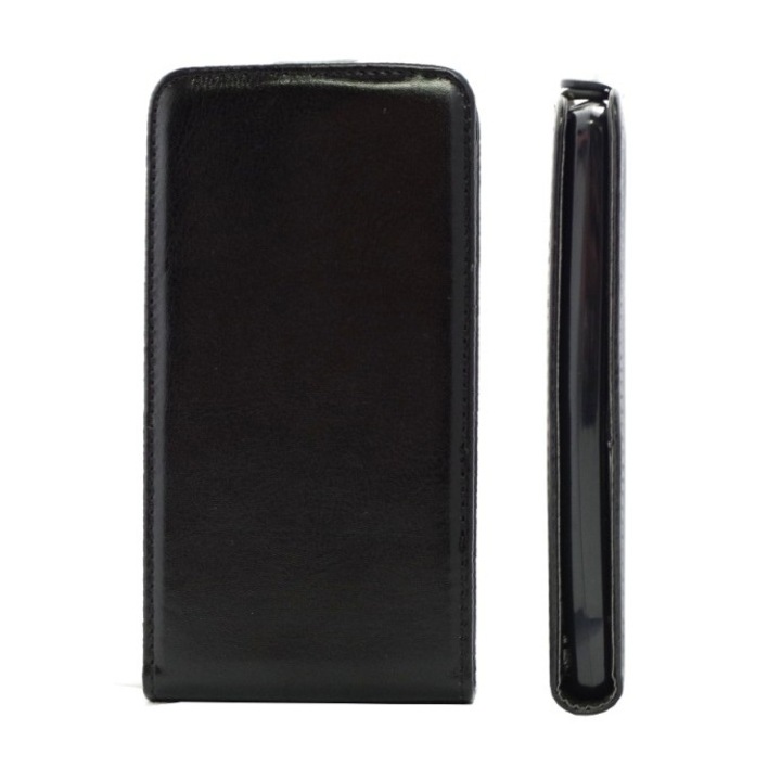 Калъф Huawei Ascend Y3 / Y360, еко кожа, тънък джоб флип, черен