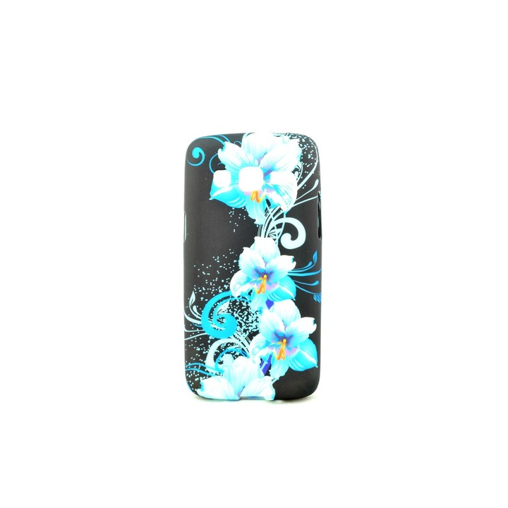 Кейс Съвместим с Samsung Galaxy Express 2 G3815, Blue Flowers, силиконов, черен