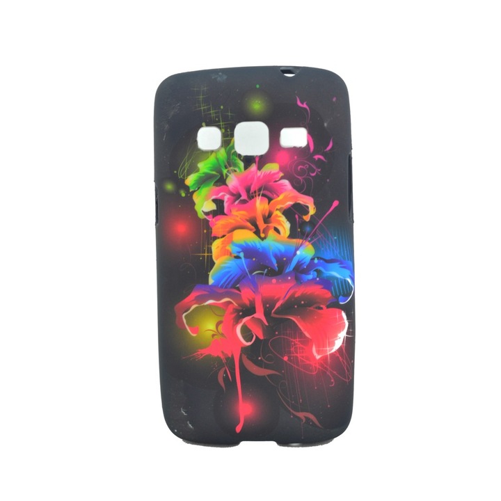 Кейс Съвместим с Samsung Galaxy Express 2 G3815, цветни цветя, силикон, черен