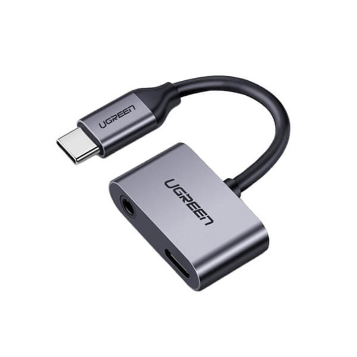 Adaptor pentru Casti USB Type-C la Jack Mama 3.5 mm si USB-C, Ugreen 50596, Space Gray