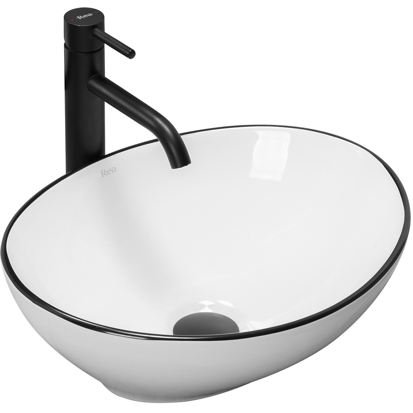 Lavoar blat Sofia, Rea, Ceramica, 41x34.5x15x11 cm, Alb/Negru