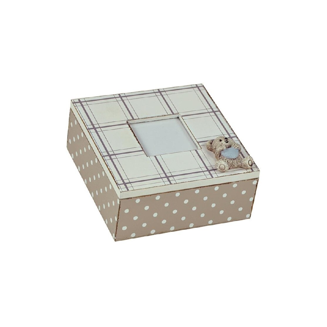 Cutie depozitare cu ursulet, Poem, lemn, maro/crem